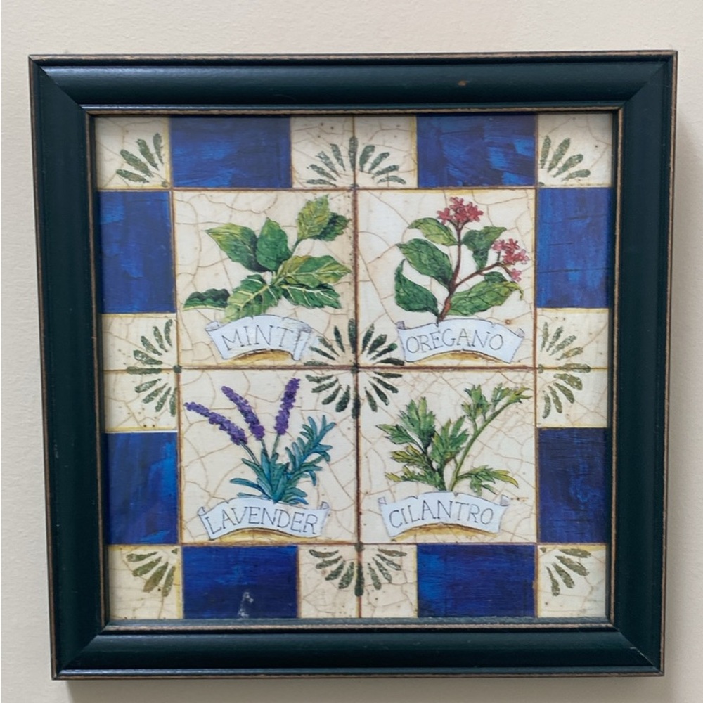 Herb Tile Wall Art with Black Frame